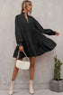 Frilled Stand Collar Long Sleeve Ruffle Dress